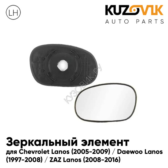 Зеркальный элемент левый Chevrolet Lanos (2005-2009) / Daewoo Lanos (1997-2008) / ZAZ Lanos (2008-2016) без обогрева KUZOVIK Зеркальный элемент левый Chevrolet Lanos (2005-2009) / Daewoo Lanos (1997-2008) / ZAZ Lanos (2008-2016) без обогрева KUZOVIK