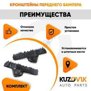 Кронштейны переднего бампера Hyundai Solaris 2 (2017-) комплект 2 шт левый + правый KUZOVIK Кронштейны переднего бампера Hyundai Solaris 2 (2017-) комплект 2 шт левый + правый KUZOVIK