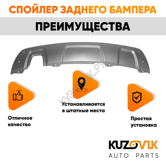 Спойлер накладка заднего бампера Renault Duster (2010-2016) серебристый KUZOVIK